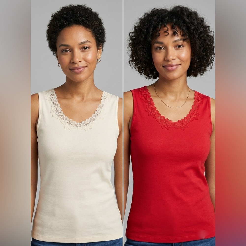 Women’s 2 Set Classy Birch Hill M Lace Beautiful Tank Tops Style High Neck